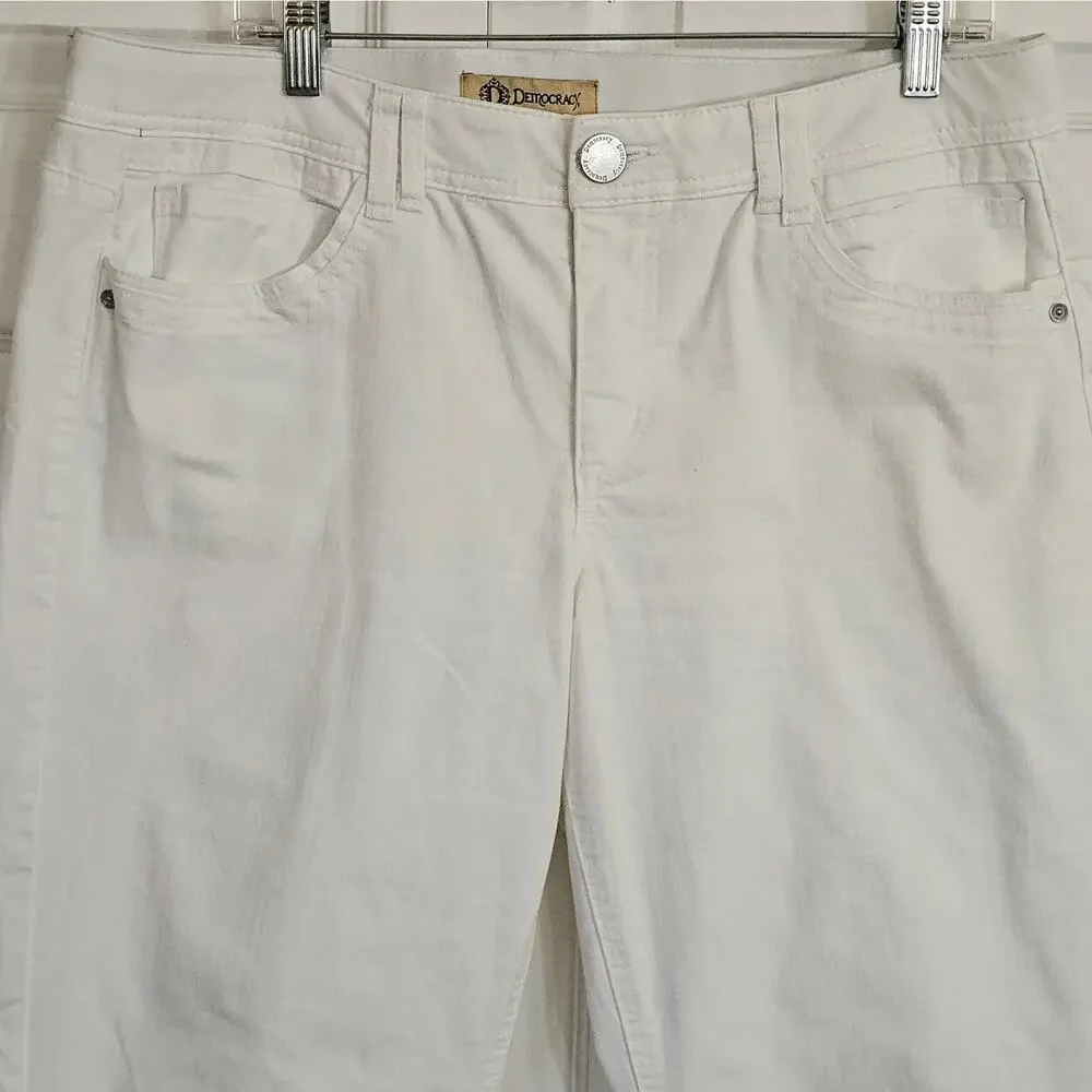 Democracy Women's White "Ab"technology Denim‎ Jeans 14 Summer Stretch Slimming - Picture 3 of 6